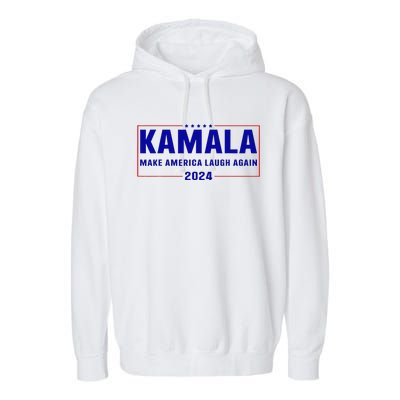 Make America Laugh Again American Flag Kamala 2024 Garment-Dyed Fleece Hoodie