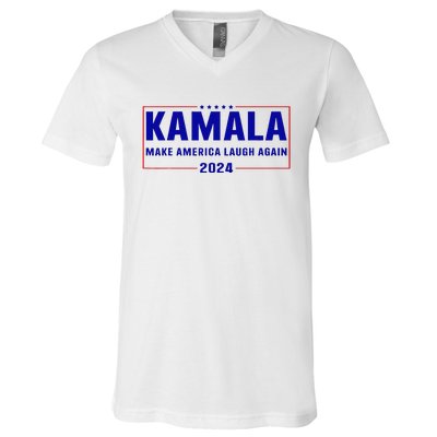 Make America Laugh Again American Flag Kamala 2024 V-Neck T-Shirt