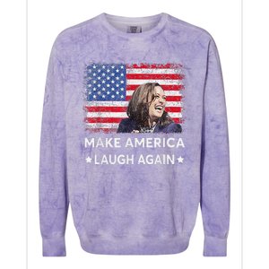 Make America Laugh Again Vote 2024 President Kamala Harris Colorblast Crewneck Sweatshirt