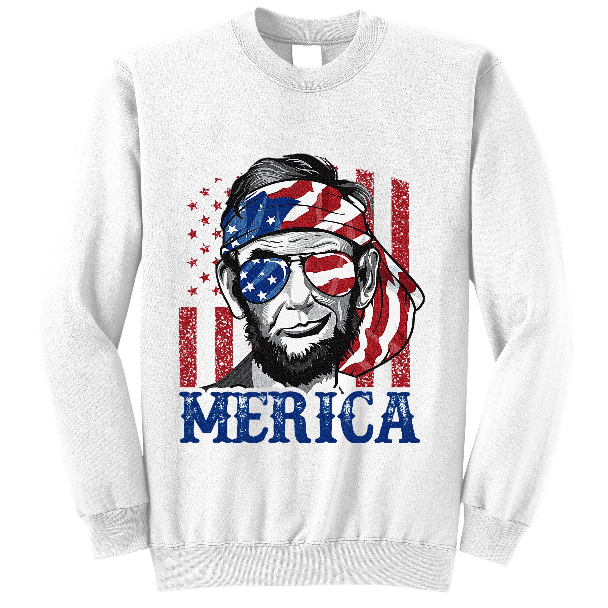 Merica Abraham Lincoln 4th Of July American Flag Sweatshirt