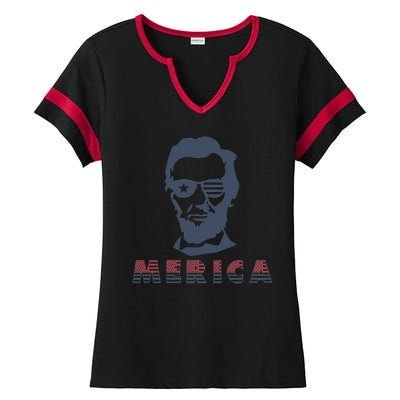 Merica Abe Lincoln Ladies Halftime Notch Neck Tee