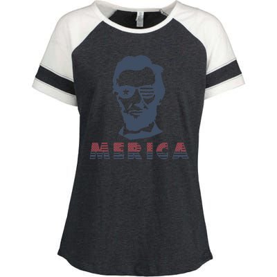 Merica Abe Lincoln Enza Ladies Jersey Colorblock Tee