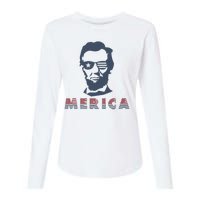 Merica Abe Lincoln Womens Cotton Relaxed Long Sleeve T-Shirt