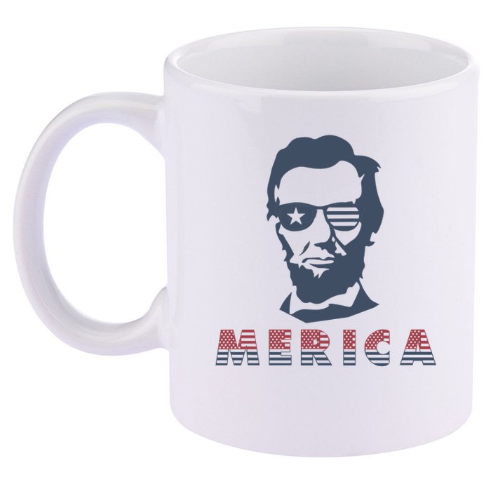 Merica Abe Lincoln 11oz C Handle Ceramic Mug