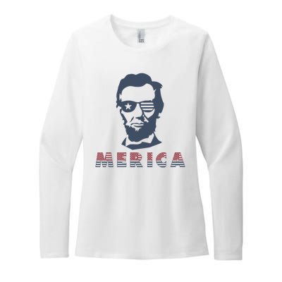 Merica Abe Lincoln Womens CVC Long Sleeve Shirt