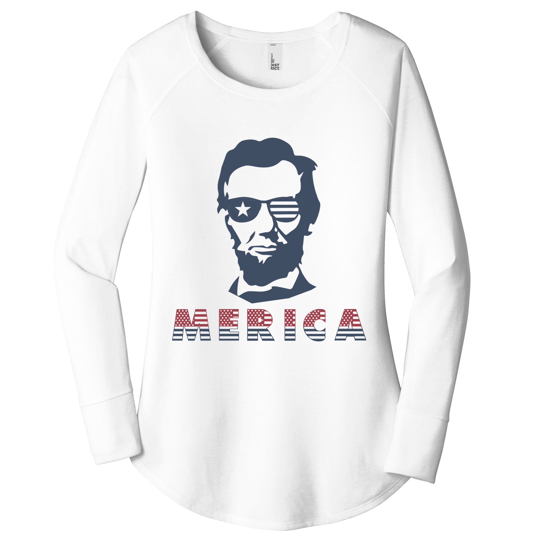 Merica Abe Lincoln Women's Perfect Tri Tunic Long Sleeve Shirt