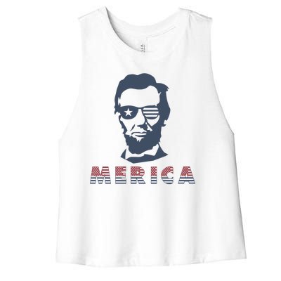 Merica Abe Lincoln Women's Racerback Cropped Tank