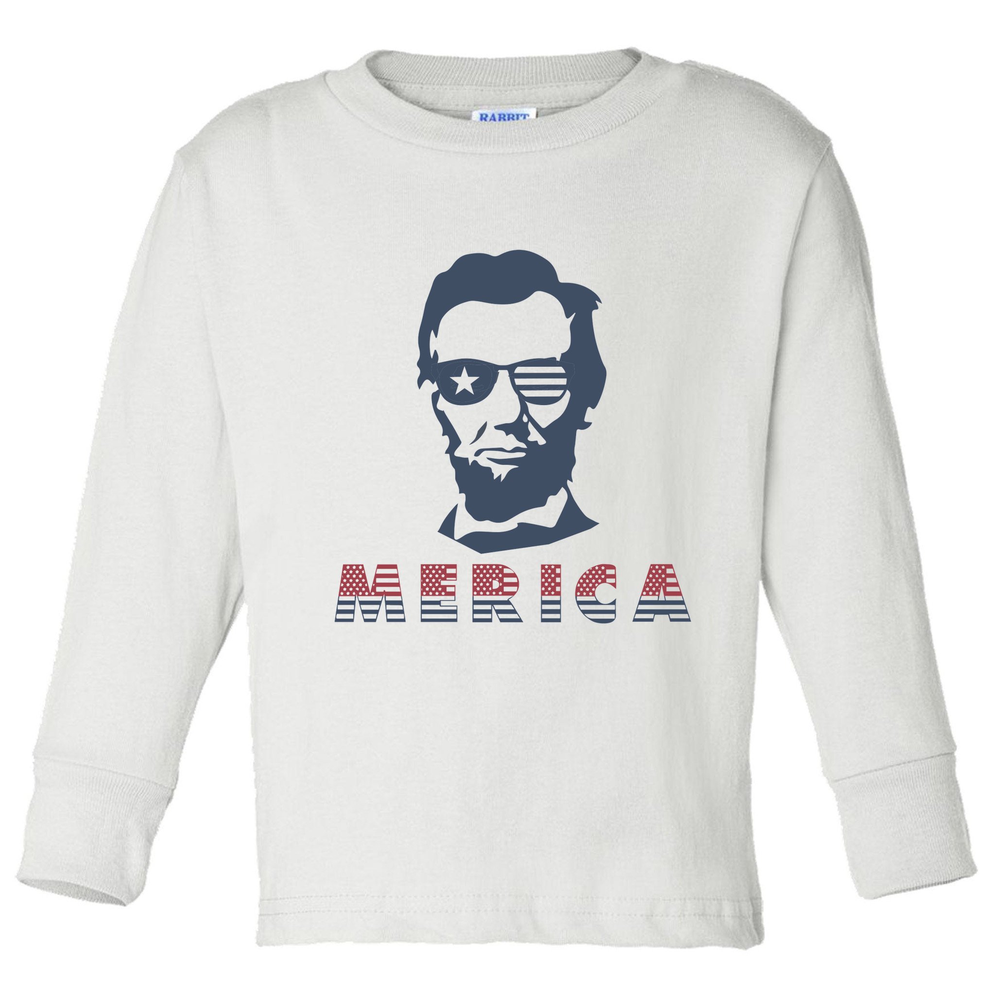 Merica Abe Lincoln Toddler Long Sleeve Shirt