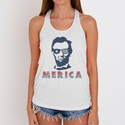 Merica Abe Lincoln Women's Knotted Racerback Tank