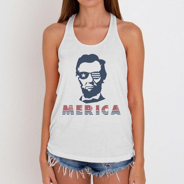 Merica Abe Lincoln Women's Knotted Racerback Tank