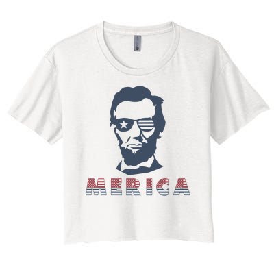 Merica Abe Lincoln Women's Crop Top Tee