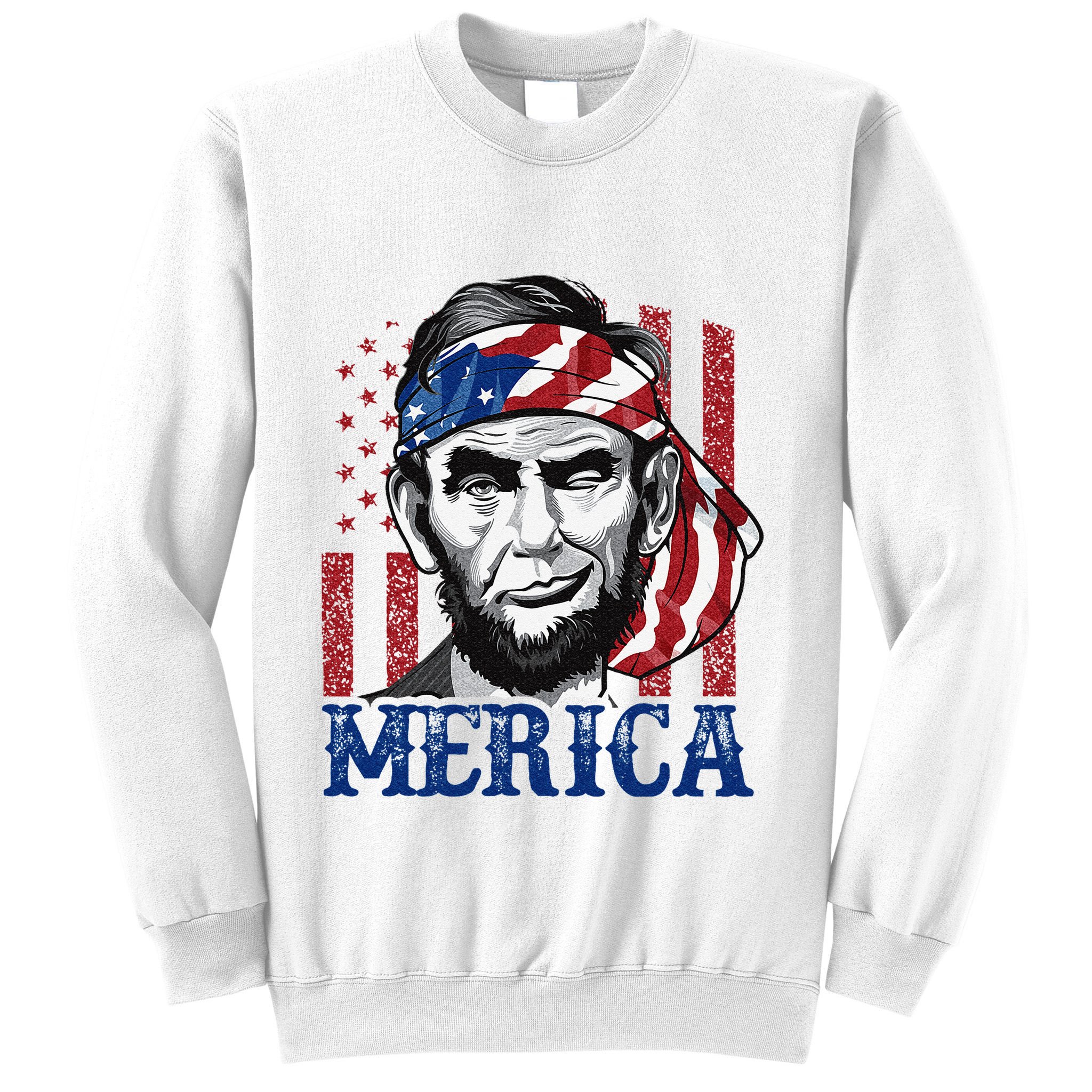 Merica Abraham Lincoln 4th Of July American Flag Sweatshirt