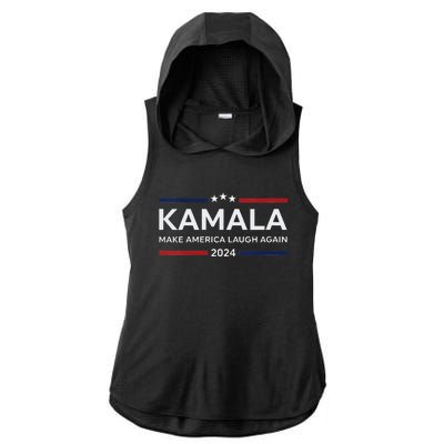 Make America Laugh Again American Flag 2024 V Neck Ladies PosiCharge Tri-Blend Wicking Draft Hoodie Tank