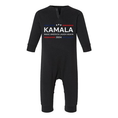 Make America Laugh Again American Flag 2024 V Neck Infant Fleece One Piece