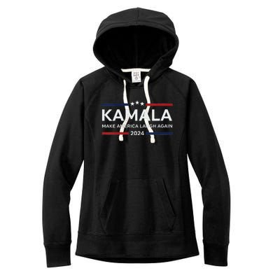 Make America Laugh Again American Flag 2024 V Neck Women's Fleece Hoodie