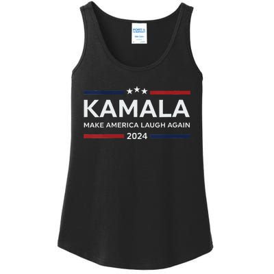 Make America Laugh Again American Flag 2024 V Neck Ladies Essential Tank