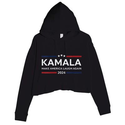 Make America Laugh Again American Flag 2024 V Neck Crop Fleece Hoodie