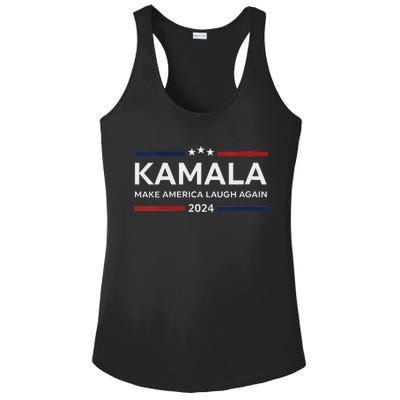 Make America Laugh Again American Flag 2024 V Neck Ladies PosiCharge Competitor Racerback Tank