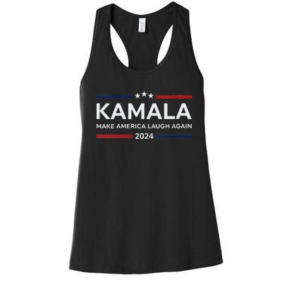 Make America Laugh Again American Flag 2024 V Neck Women's Racerback Tank