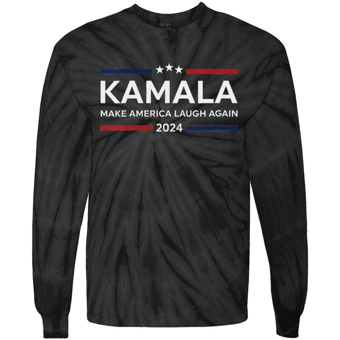 Make America Laugh Again American Flag 2024 V Neck Tie-Dye Long Sleeve Shirt