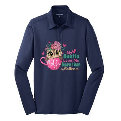 My Auntie Loves Me More Than Coffee Silk Touch Performance Long Sleeve Polo