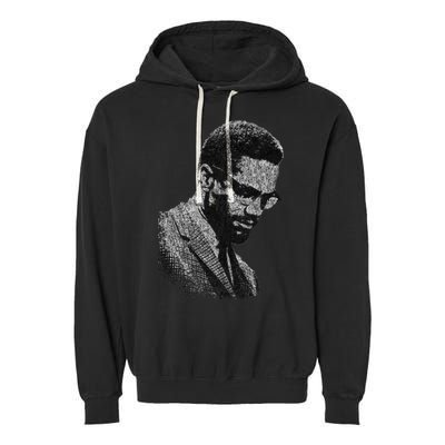 Malcolm X Black And White Portrait Garment-Dyed Fleece Hoodie