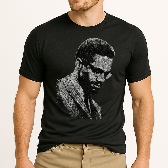 Malcolm X Black And White Portrait Cooling Performance Crew T-Shirt