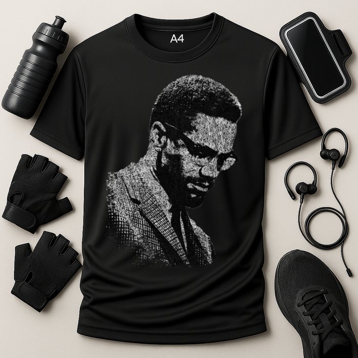 Malcolm X Black And White Portrait Cooling Performance Crew T-Shirt