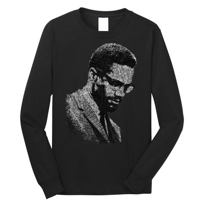 Malcolm X Black And White Portrait Long Sleeve Shirt