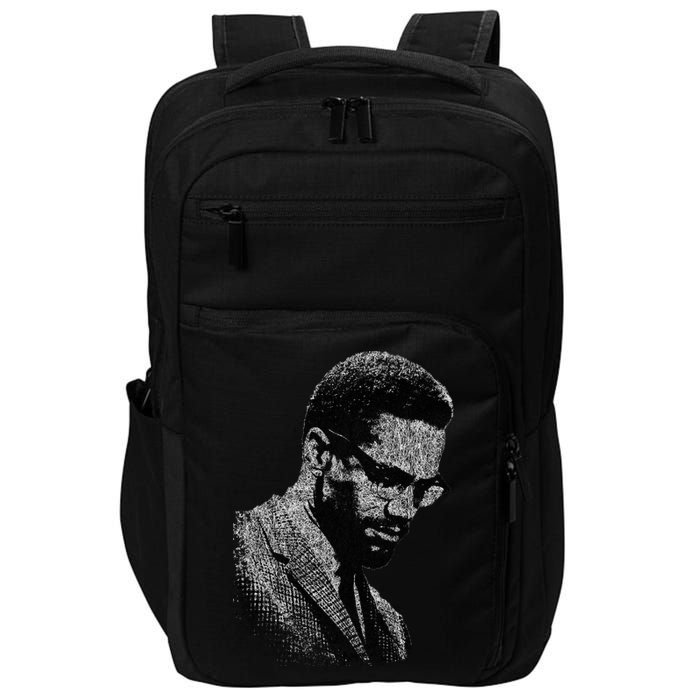 Malcolm X Black And White Portrait Impact Tech Backpack