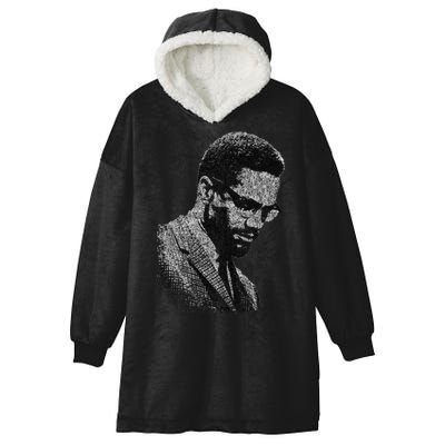 Malcolm X Black And White Portrait Hooded Wearable Blanket