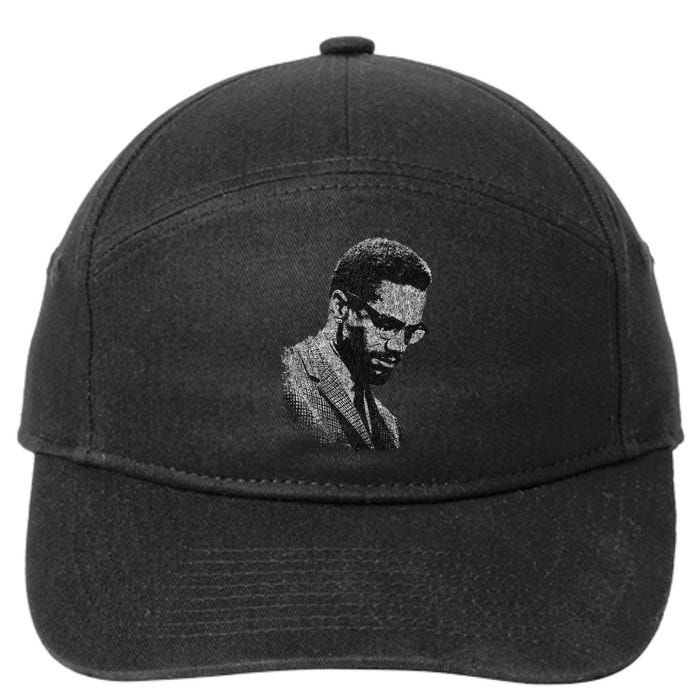 Malcolm X Black And White Portrait 7-Panel Snapback Hat