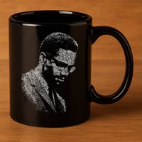 Malcolm X Black And White Portrait 11oz C Handle Ceramic Mug