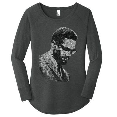 Malcolm X Black And White Portrait Women's Perfect Tri Tunic Long Sleeve Shirt