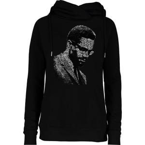 Malcolm X Black And White Portrait Womens Funnel Neck Pullover Hood