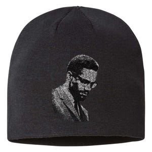 Malcolm X Black And White Portrait Sustainable Beanie