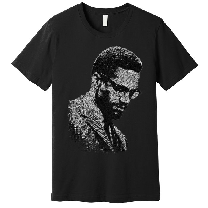 Malcolm X Black And White Portrait Premium T-Shirt
