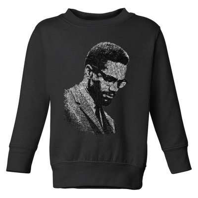 Malcolm X Black And White Portrait Toddler Sweatshirt