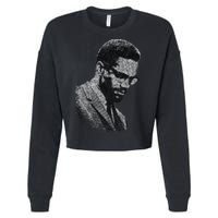 Malcolm X Black And White Portrait Cropped Pullover Crew
