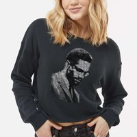 Malcolm X Black And White Portrait Cropped Pullover Crew
