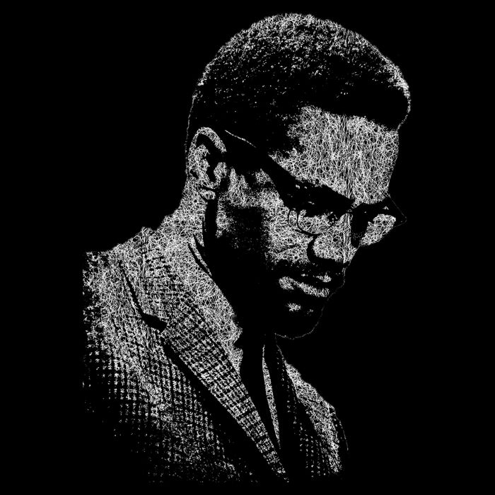 Malcolm X Black And White Portrait Ladies Long Sleeve Shirt