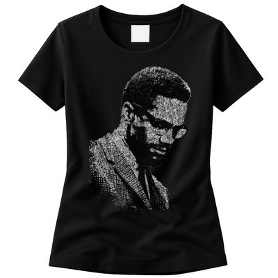 Malcolm X Black And White Portrait Womens T-Shirt