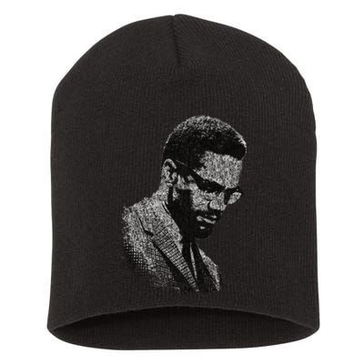 Malcolm X Black And White Portrait Short Acrylic Beanie