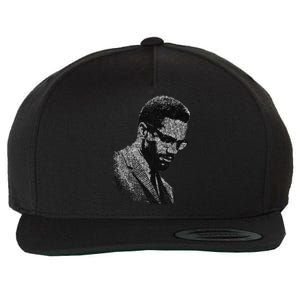 Malcolm X Black And White Portrait Wool Snapback Cap