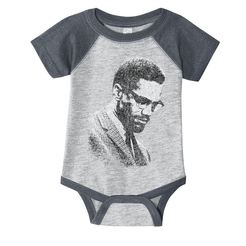 Malcolm X Black And White Portrait Infant Baby Jersey Bodysuit