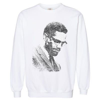 Malcolm X Black And White Portrait Garment-Dyed Sweatshirt