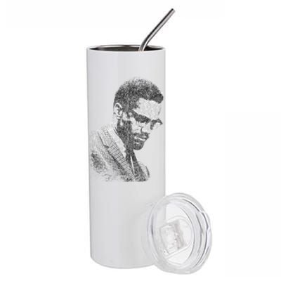 Malcolm X Black And White Portrait Stainless Steel Tumbler