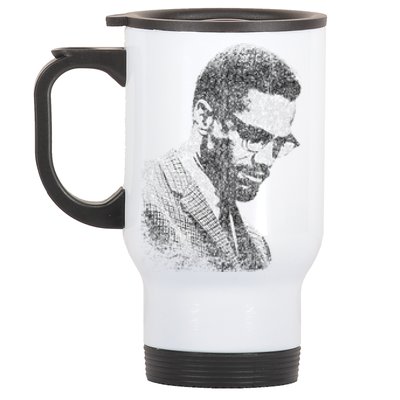 Malcolm X Black And White Portrait Stainless Steel Travel Mug