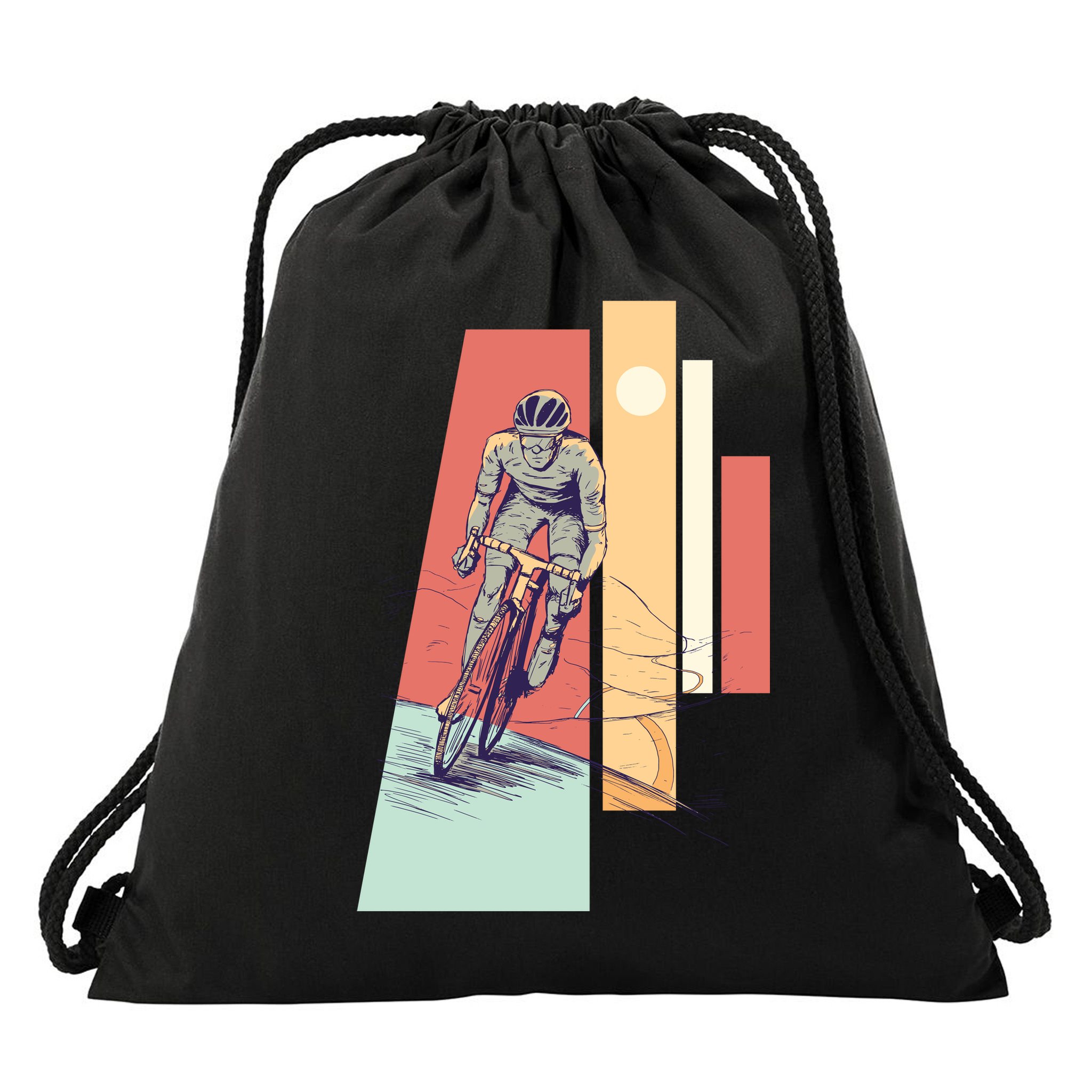 Male Cyclist Drawstring Bag