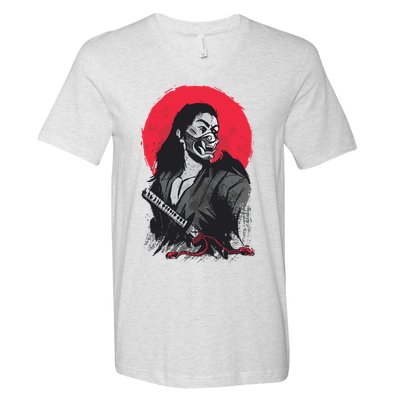 Male Japanese Warrior V-Neck T-Shirt